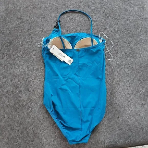 Amoressa By Miraclesuit Womens Pandora Elle Dorado One-shoulder One-piece Size 8 - Picture 9 of 14